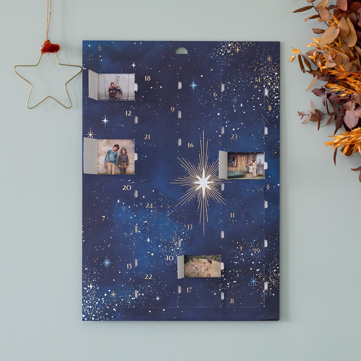 Calendrier de l'Avent Nuit étoilée doré à chaud
