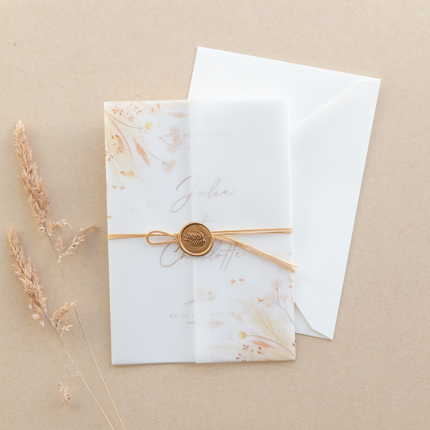 Faire-part mariage Pampas fleuries