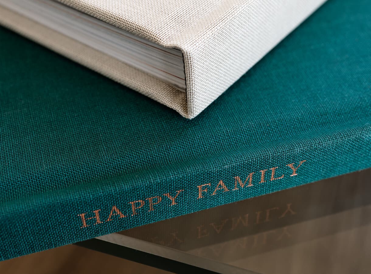 Livres photo avec couverture tissu