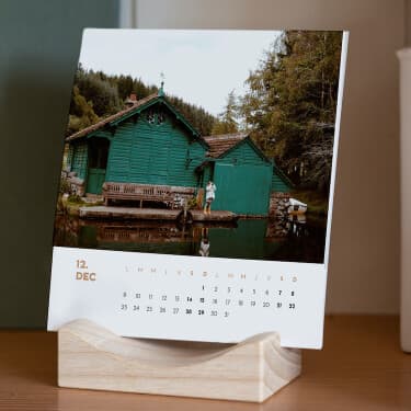 Calendrier photo luxe support bois