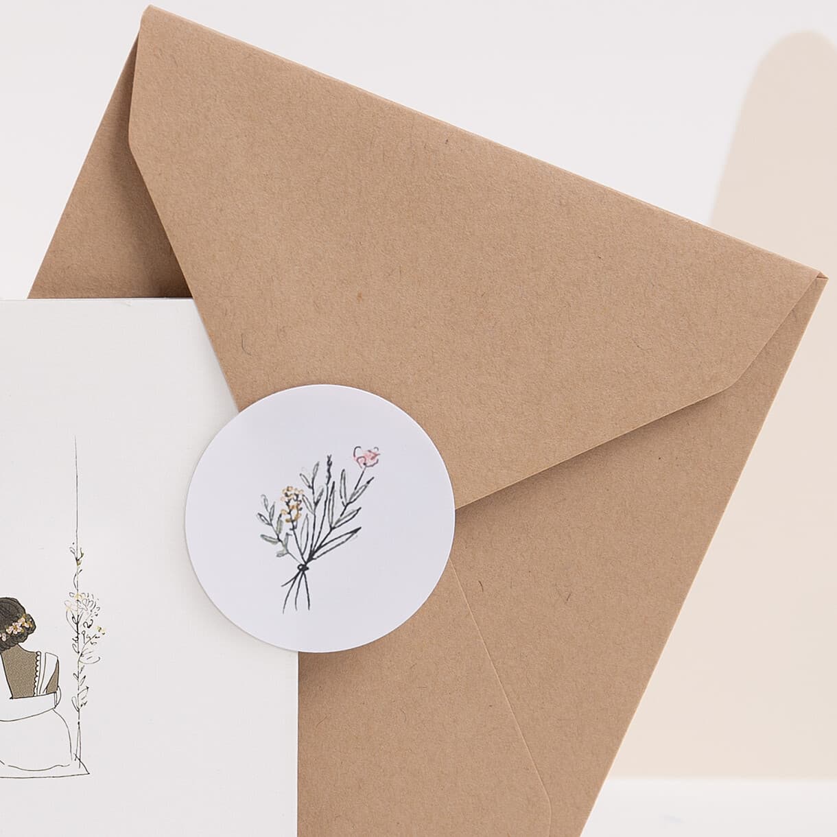 Stickers pour enveloppes mariage les mariés champêtres