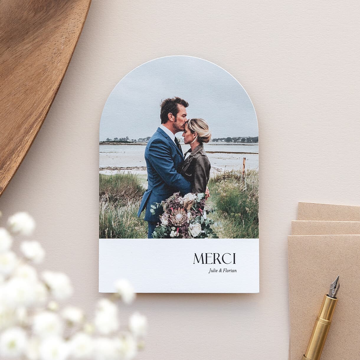 Carte de remerciement mariage Simplement