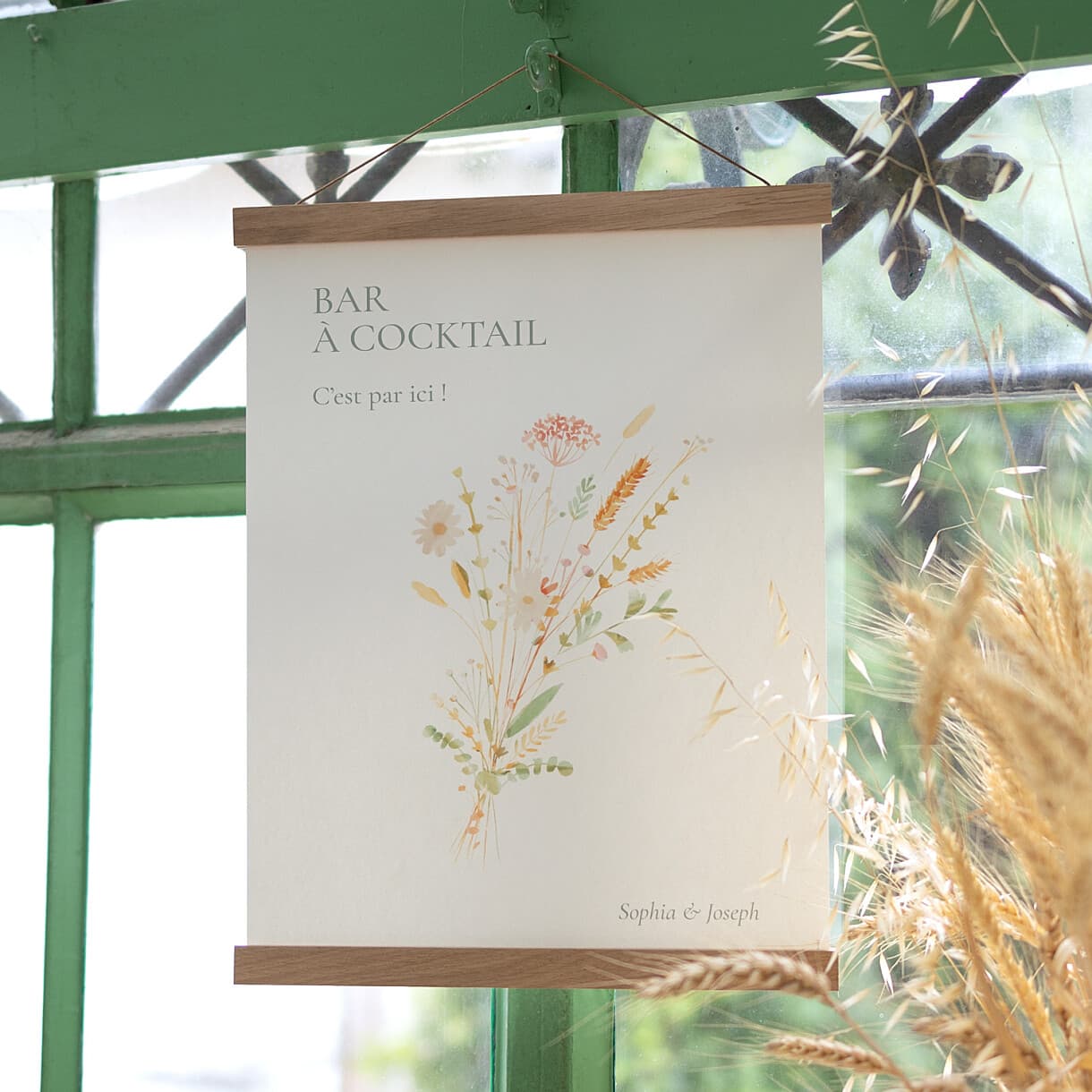 Panneau mariage jardin bohème