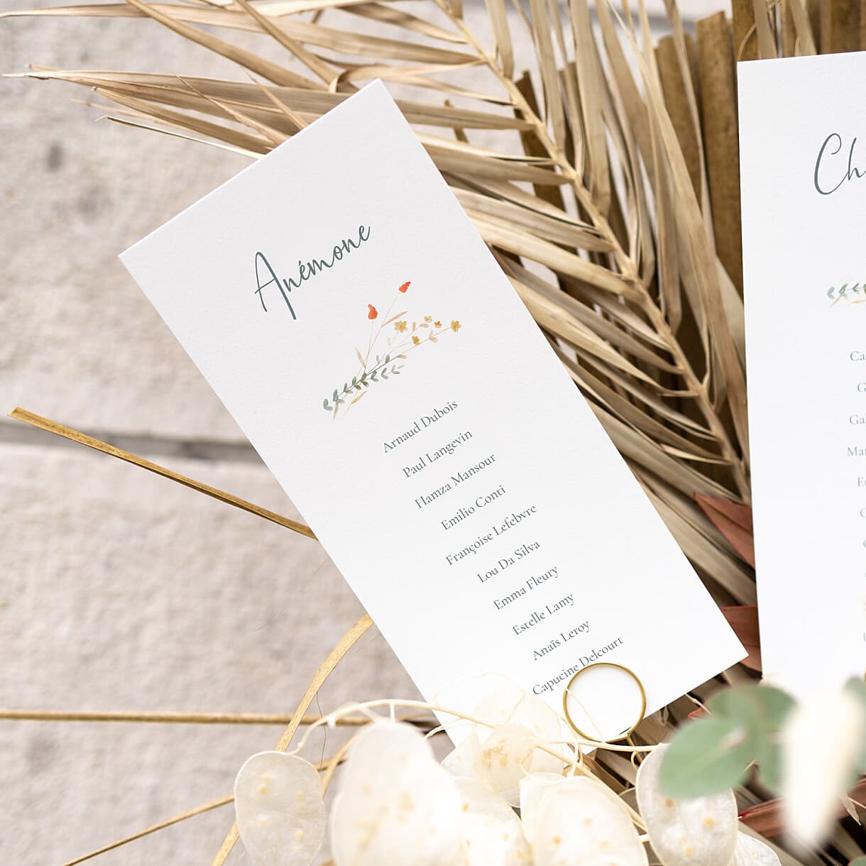 Plan de table mariage couronne florale