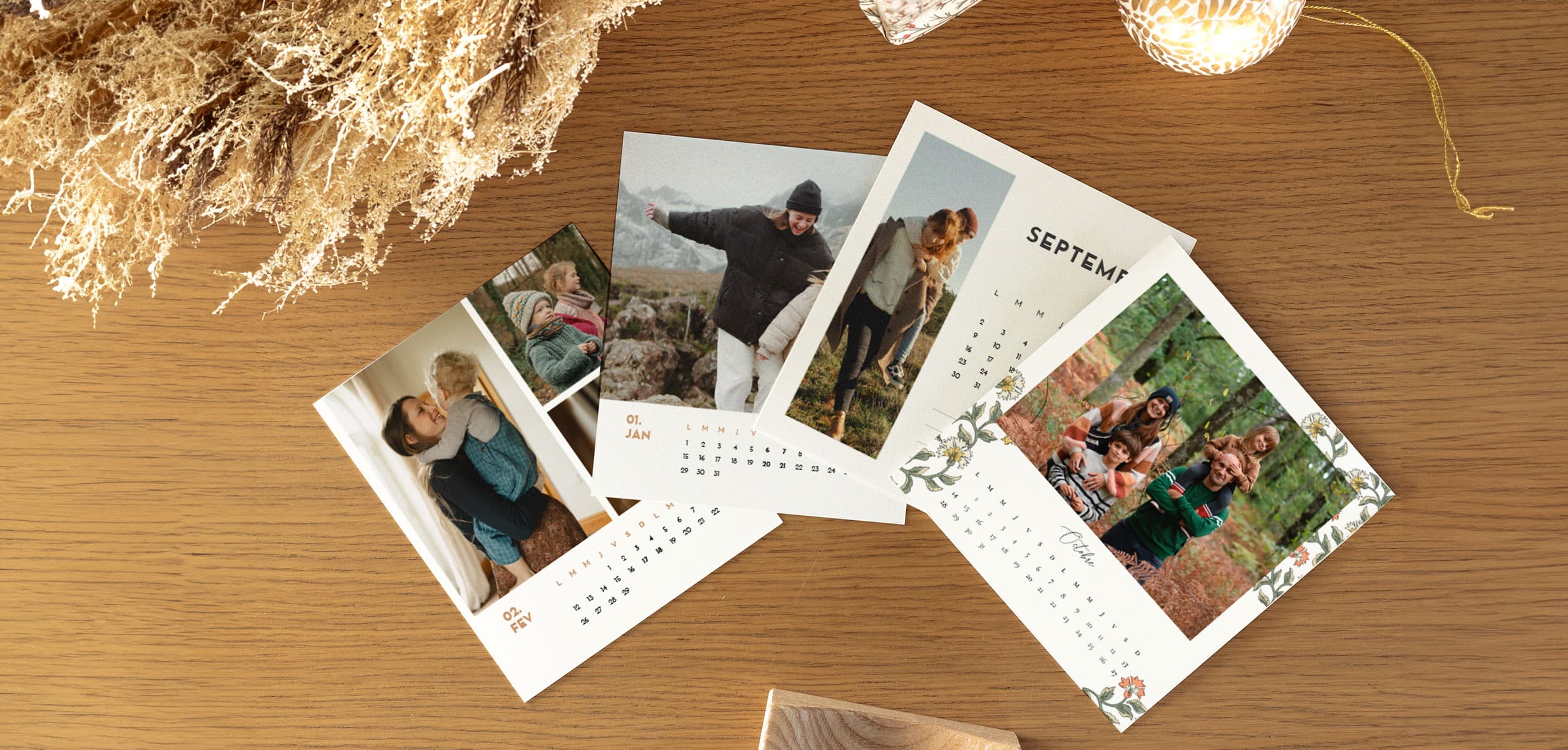 Templates calendrier photo support bois