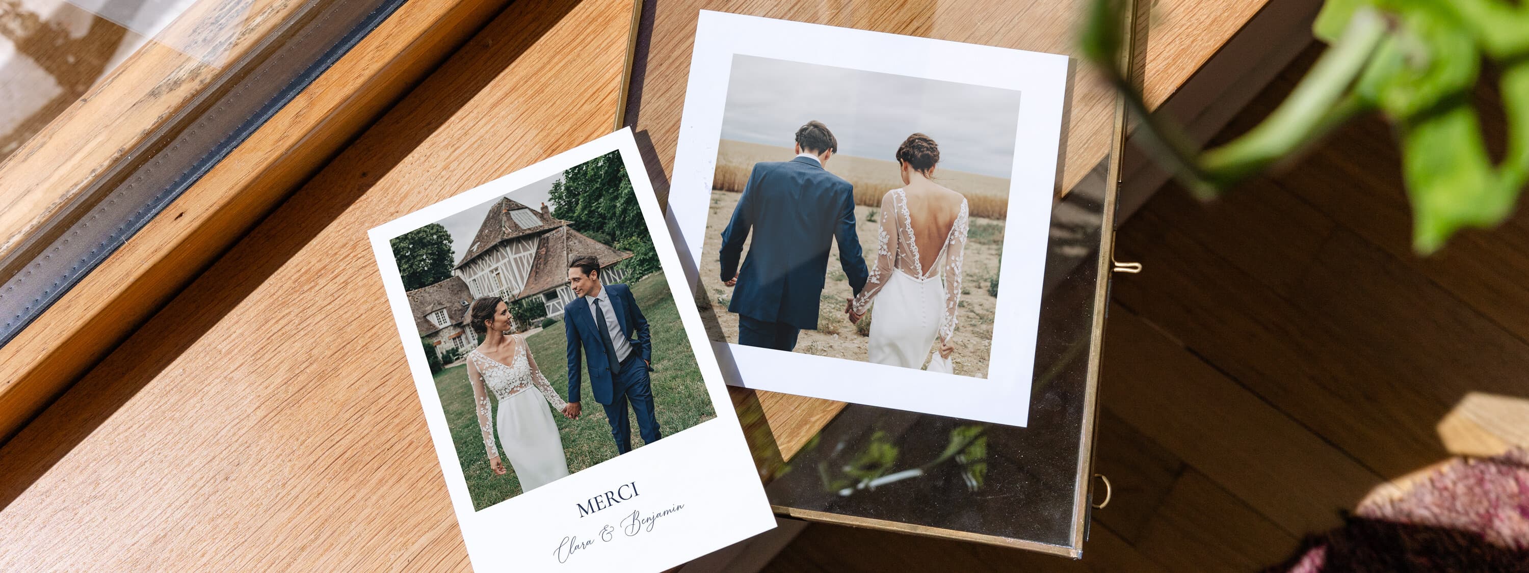 Carte de remerciement mariage moderne