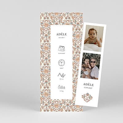 faire-part de naissance Elegant coquillage (marque page) peche