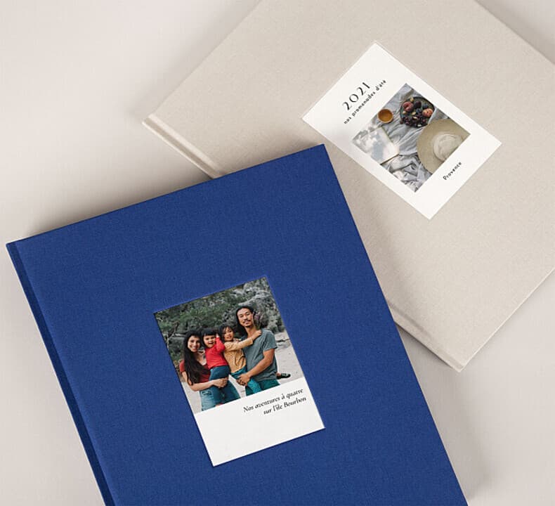 Livre photo de naissance jumeaux couverture tissu photo