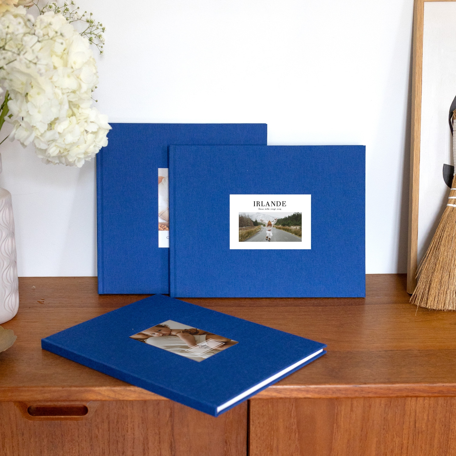 Livre photo couverture tissu photo embossée