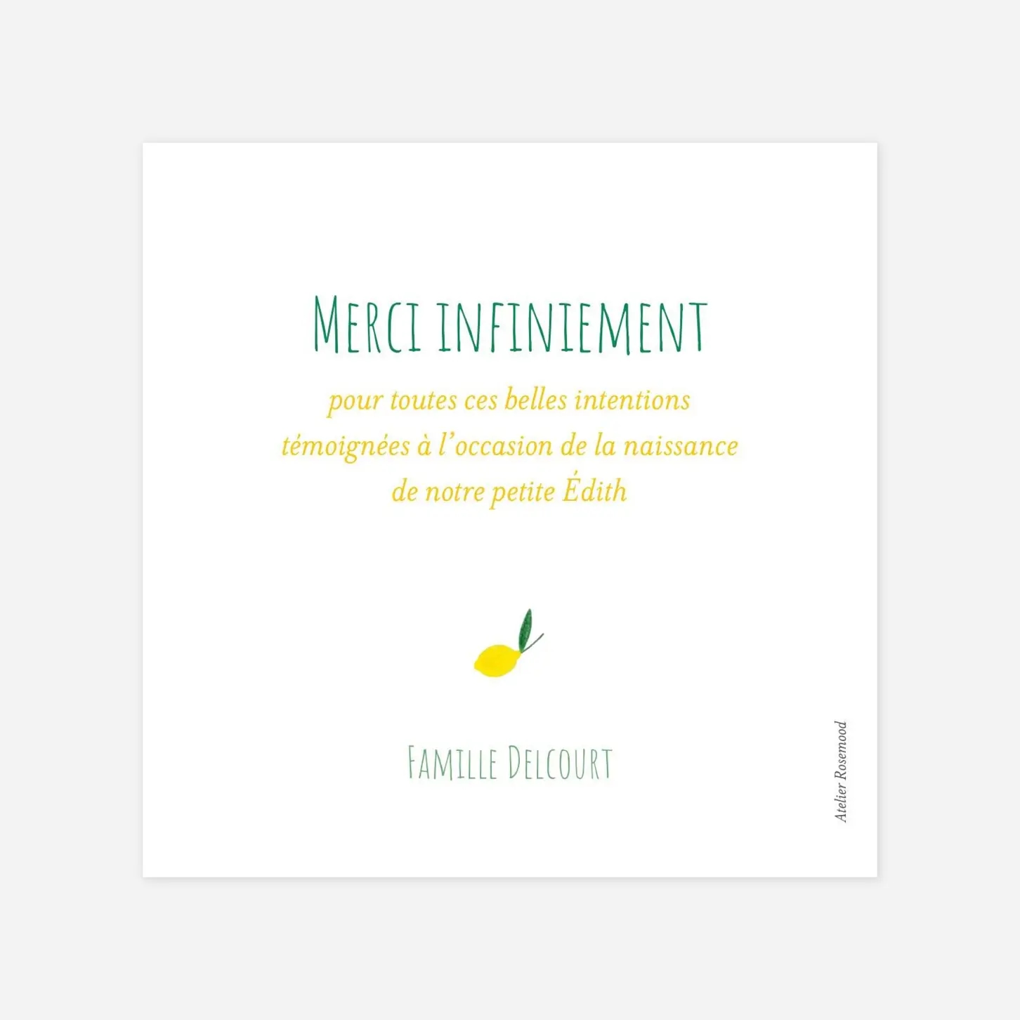 Carte remerciement naissance Agrumes crayonnées II