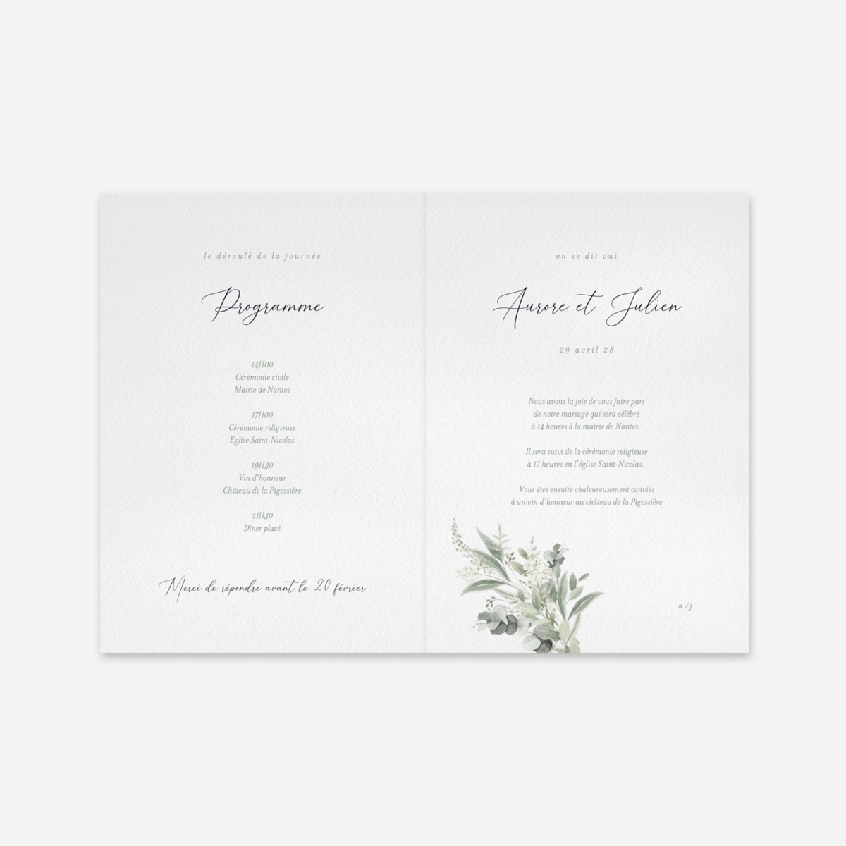 Faire-part mariage Alliance végétale