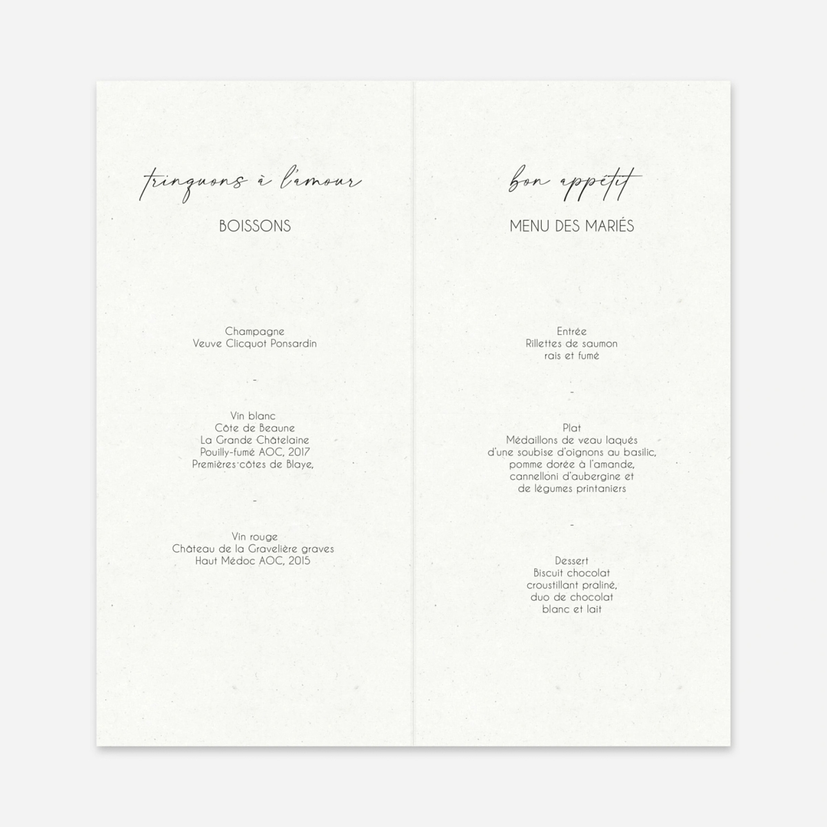 Menu mariage Arche florale