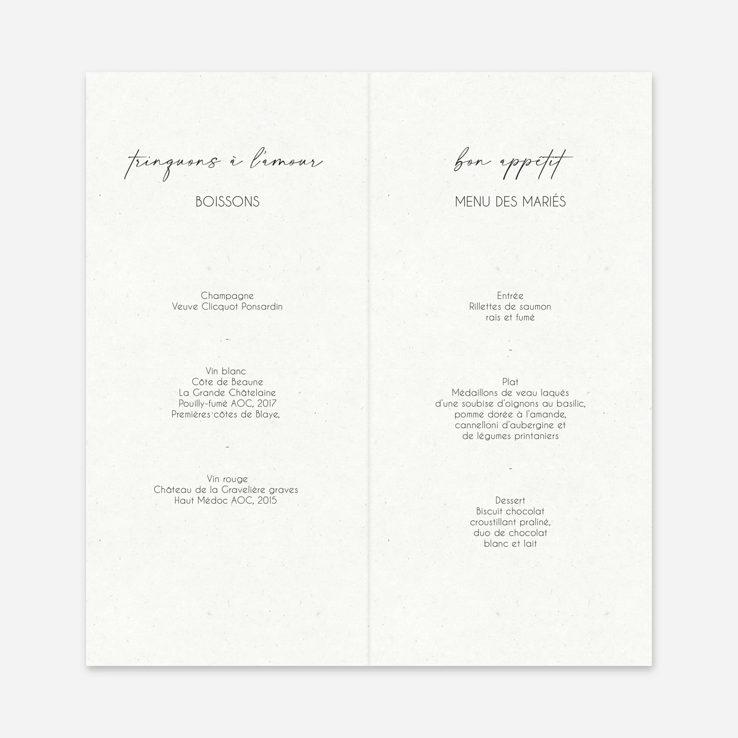 Menu mariage Arche florale