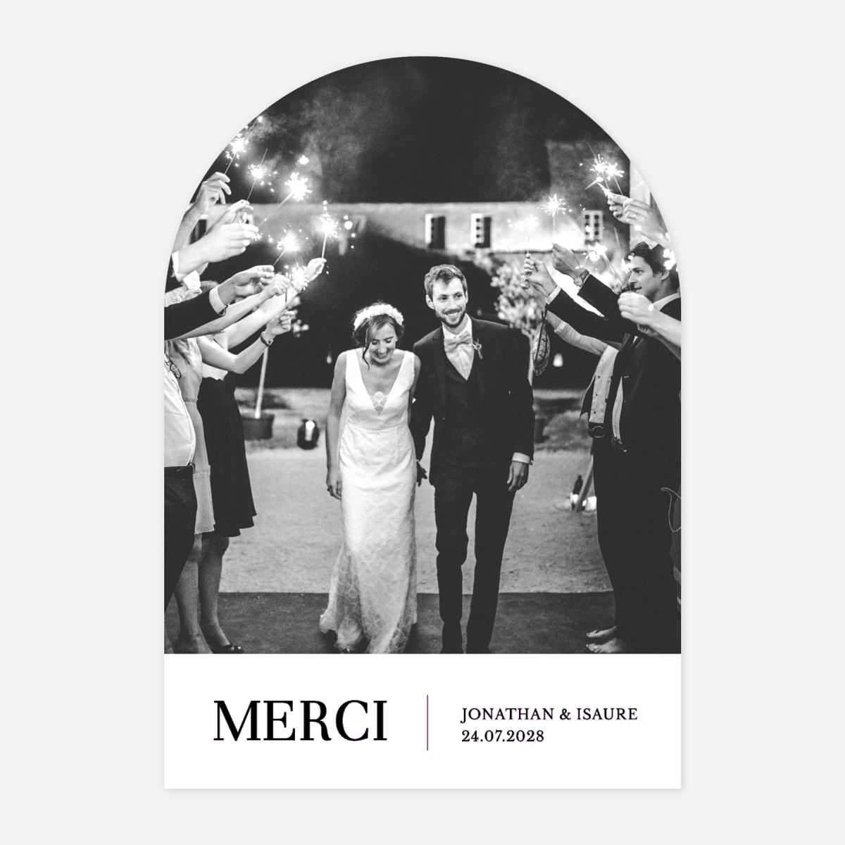 Carte de remerciements Bandeau chic 1 photo