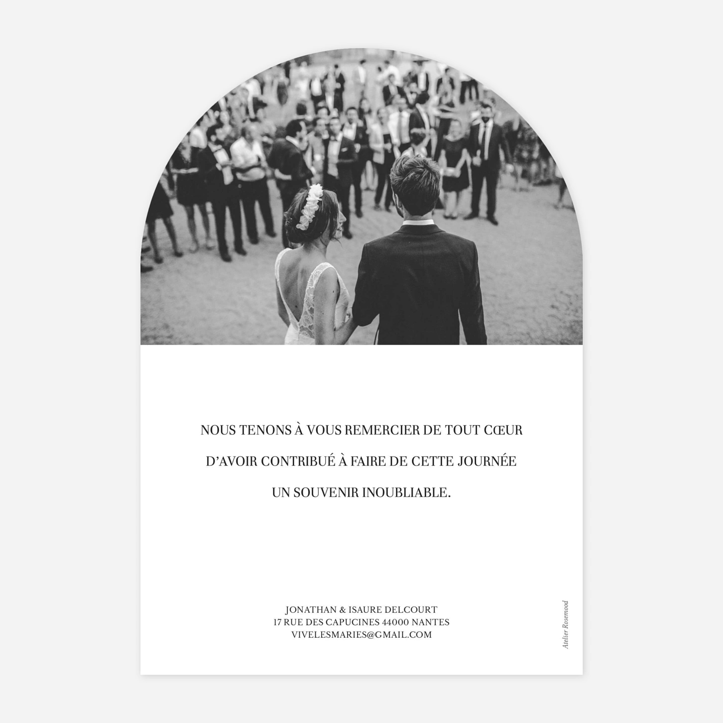 Carte de remerciements Bandeau chic 1 photo