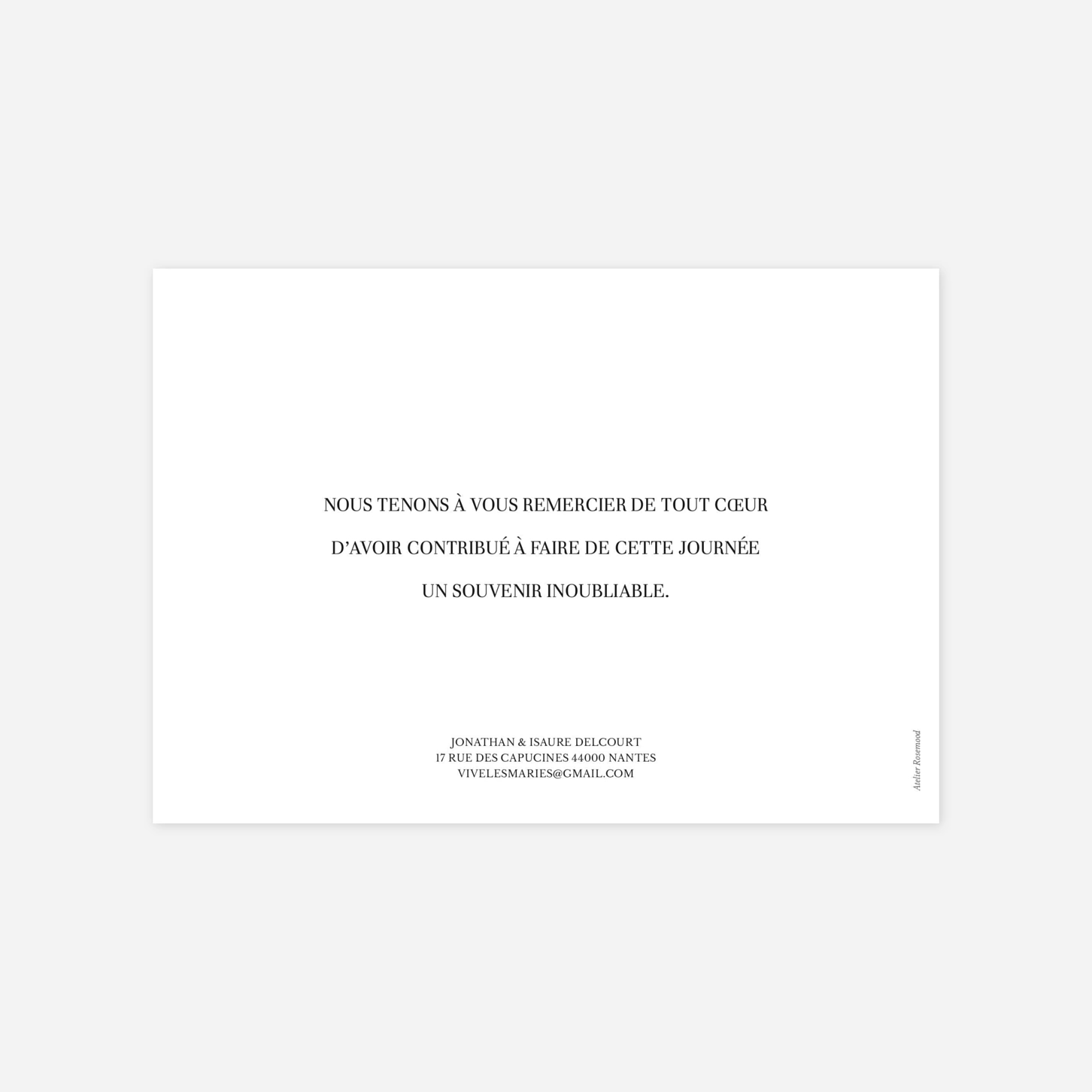 Carte de remerciements Bandeau chic 1 photo