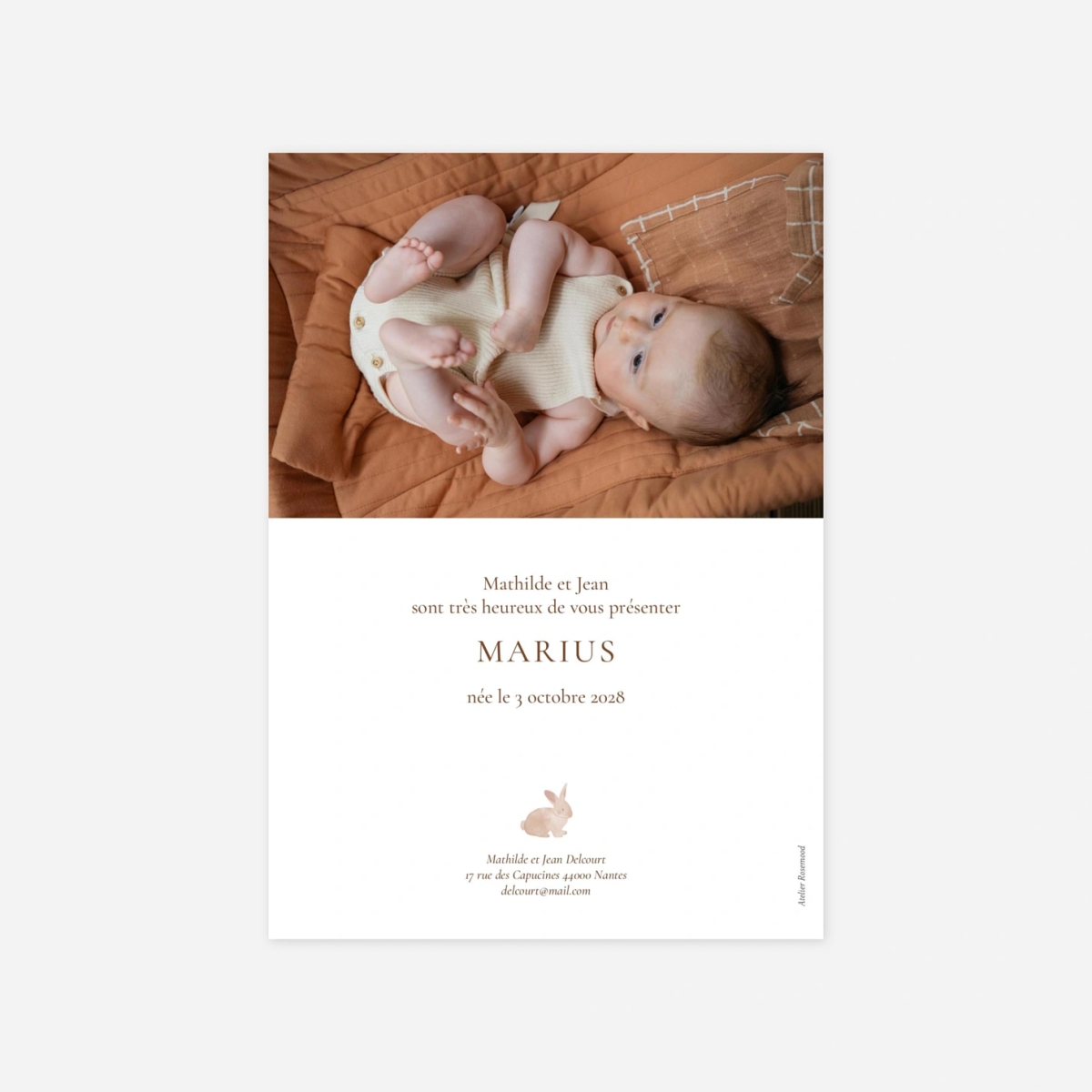 Faire-part naissance Balade en forêt