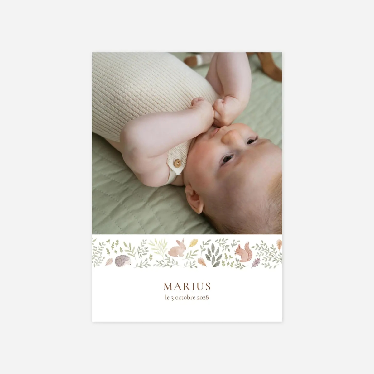 Faire-part naissance Balade en forêt II
