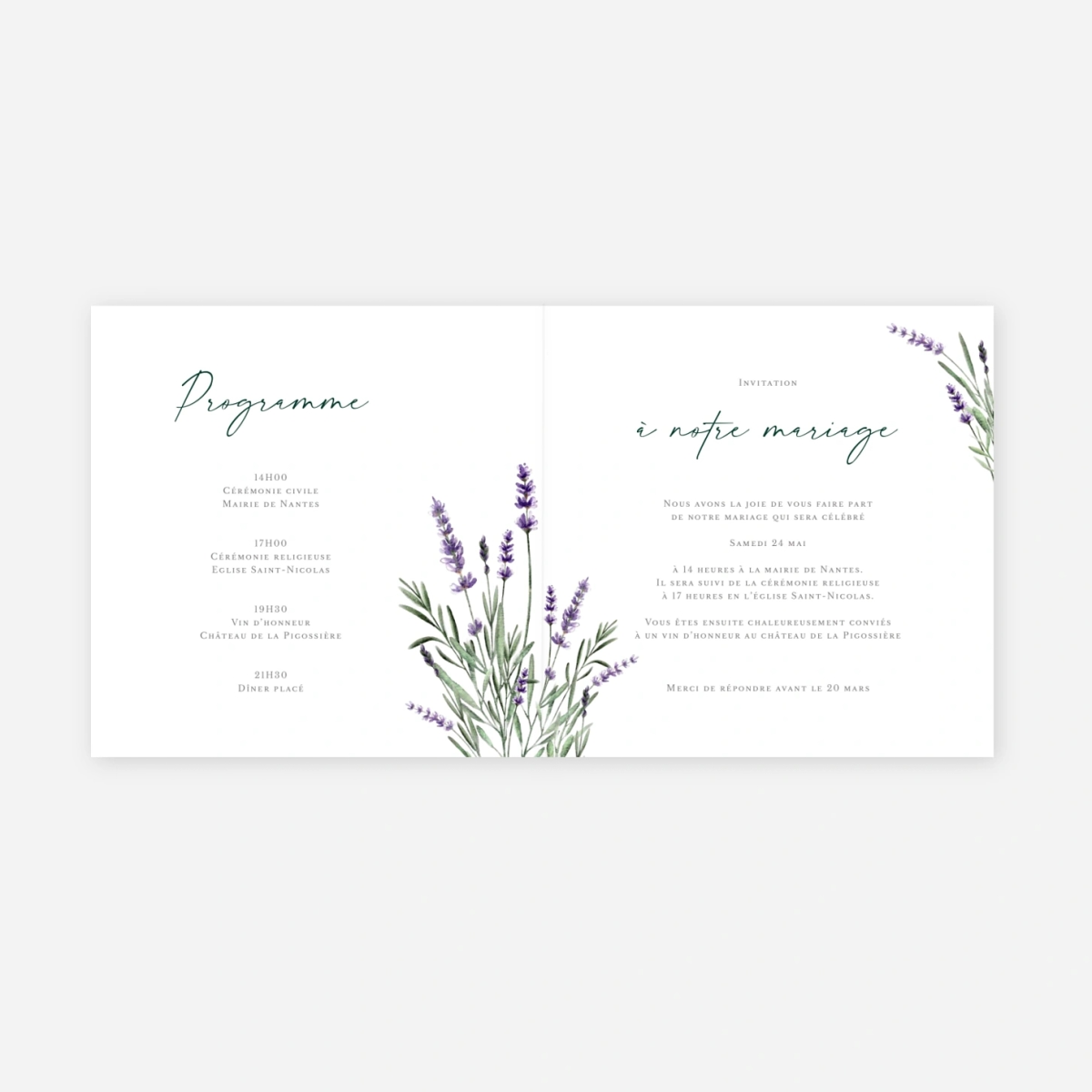 Faire-part mariage Tendre Provence
