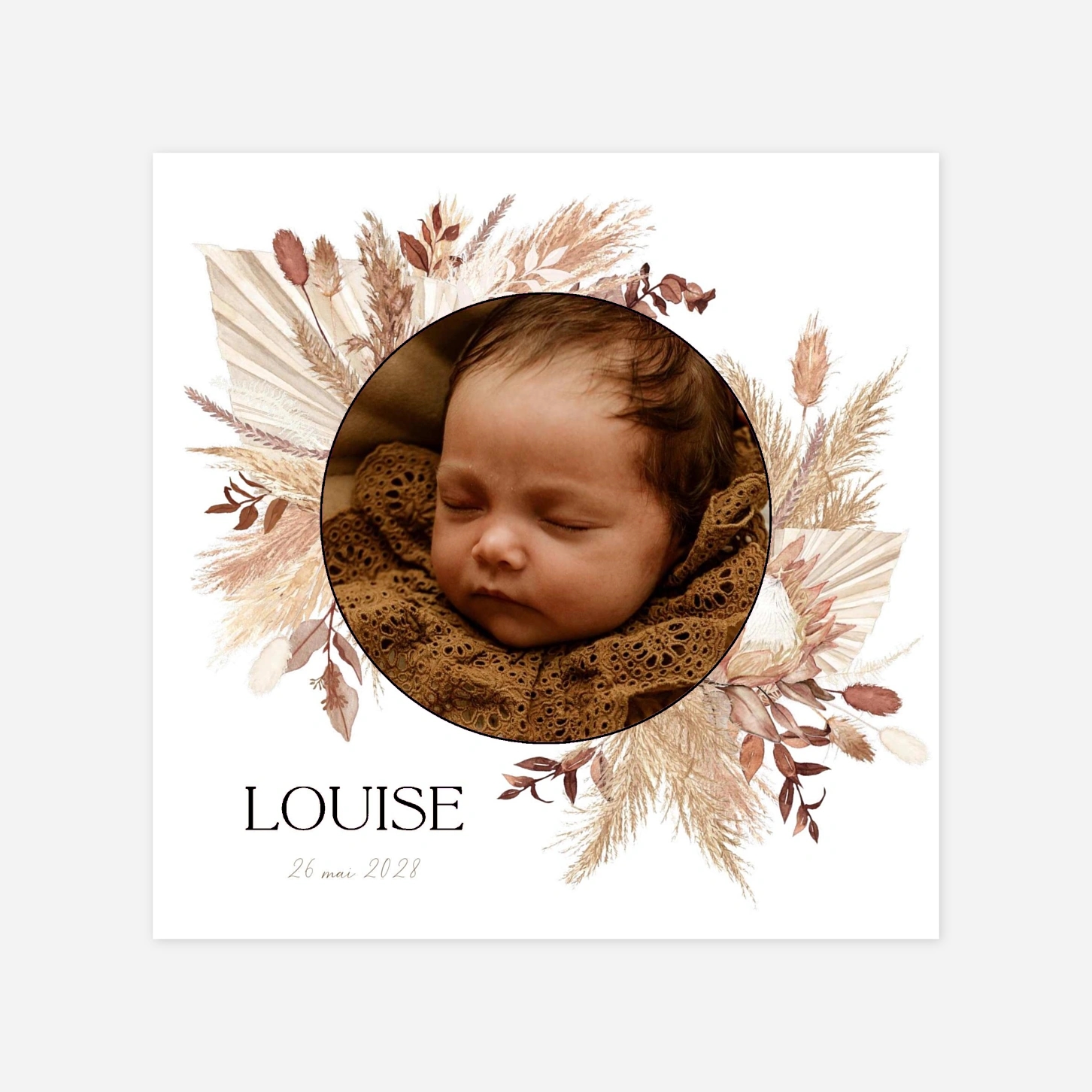 Faire-part naissance Bouton de Rose