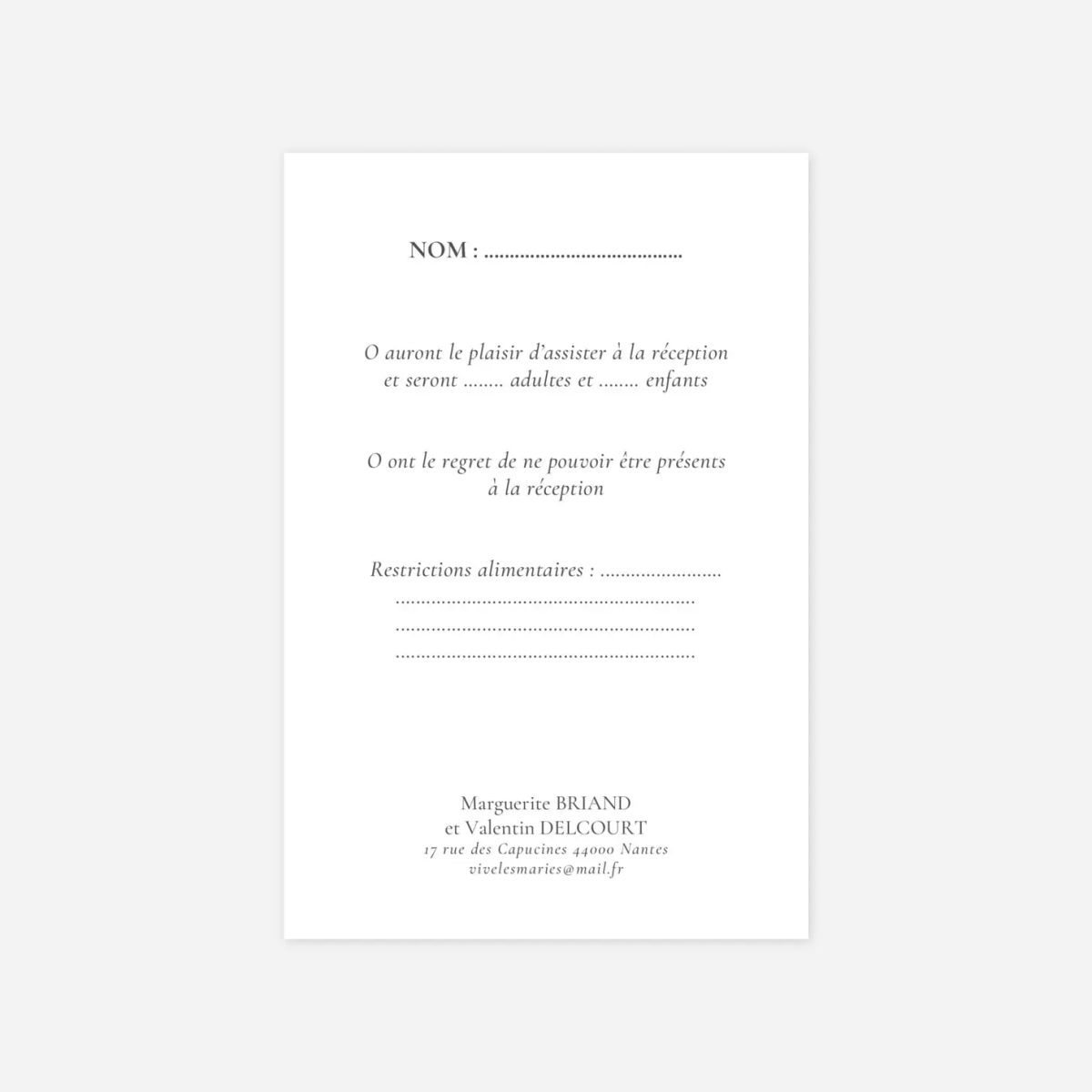 Carton réponse Brins d'eucalyptus