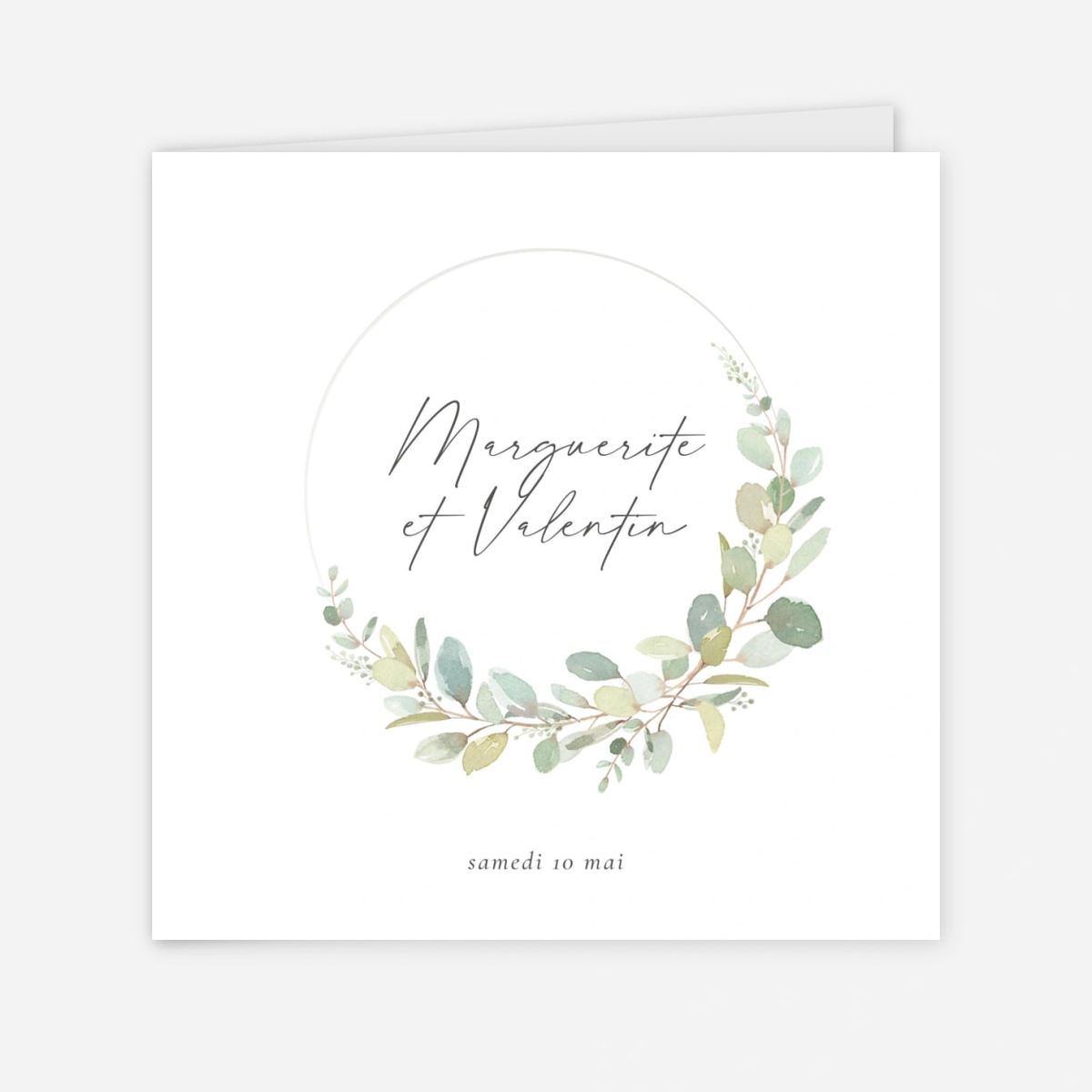 Faire-part mariage Brins d'eucalyptus en couronne