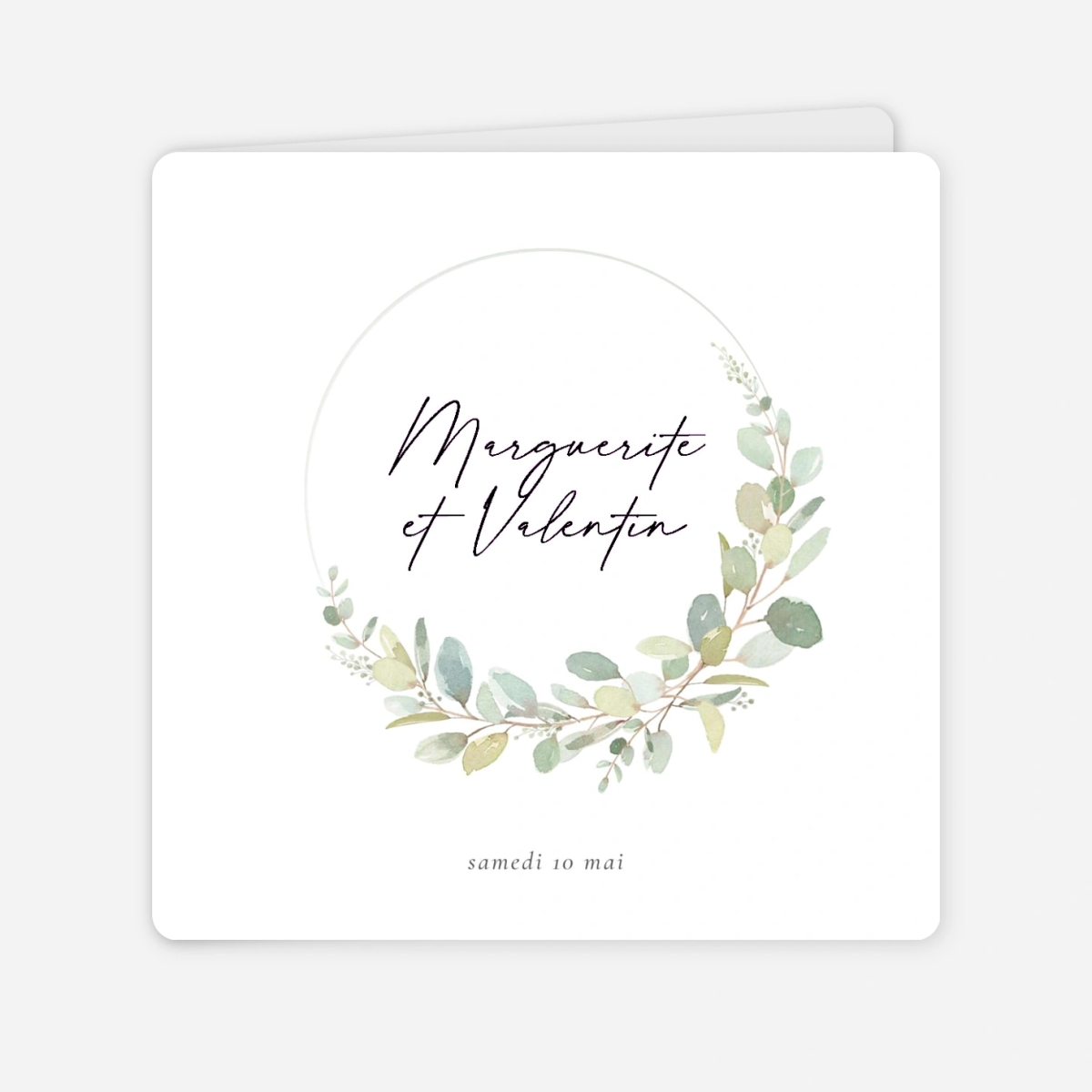 Faire-part mariage Brins d'eucalyptus en couronne