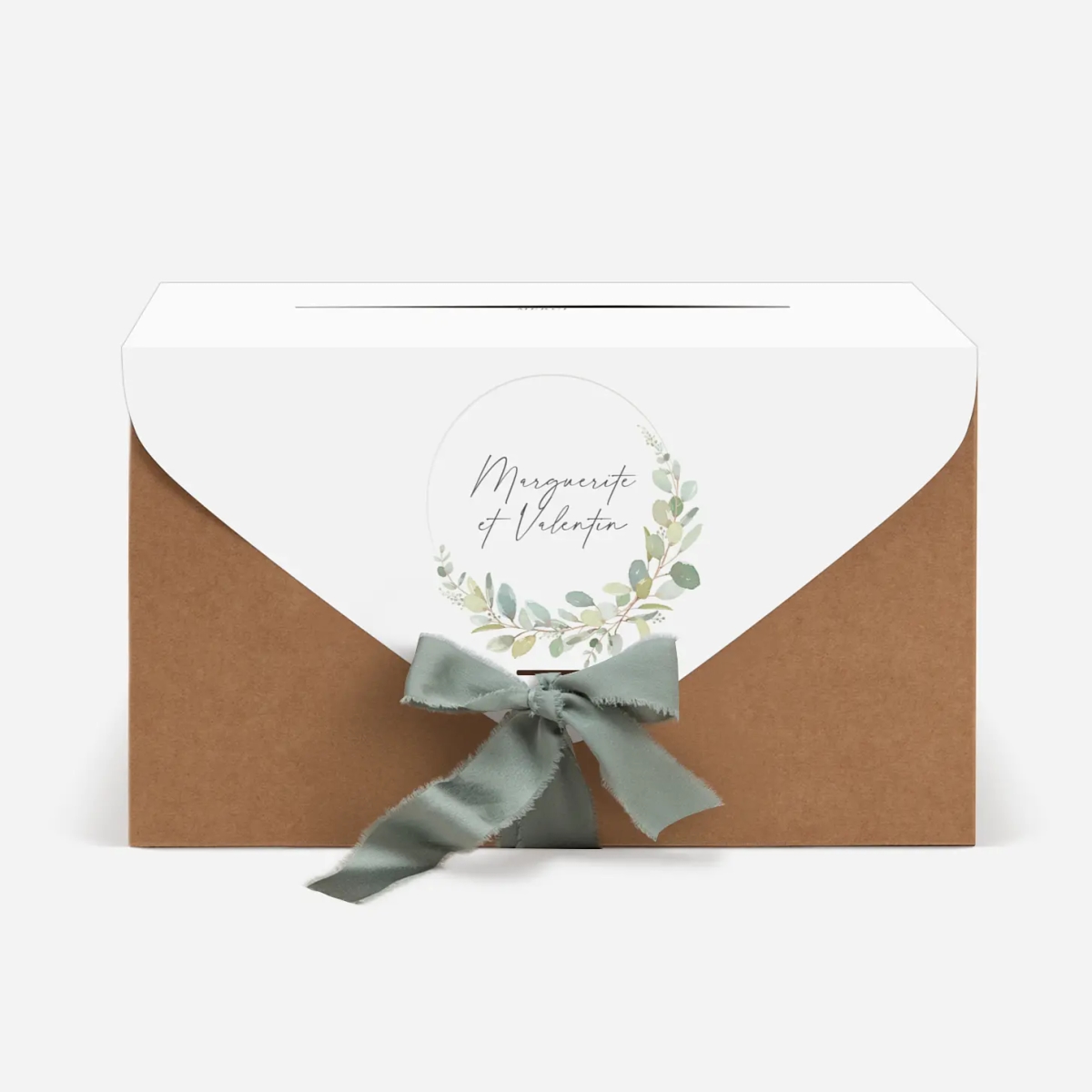 Urne Mariage Brins d'eucalyptus en couronne