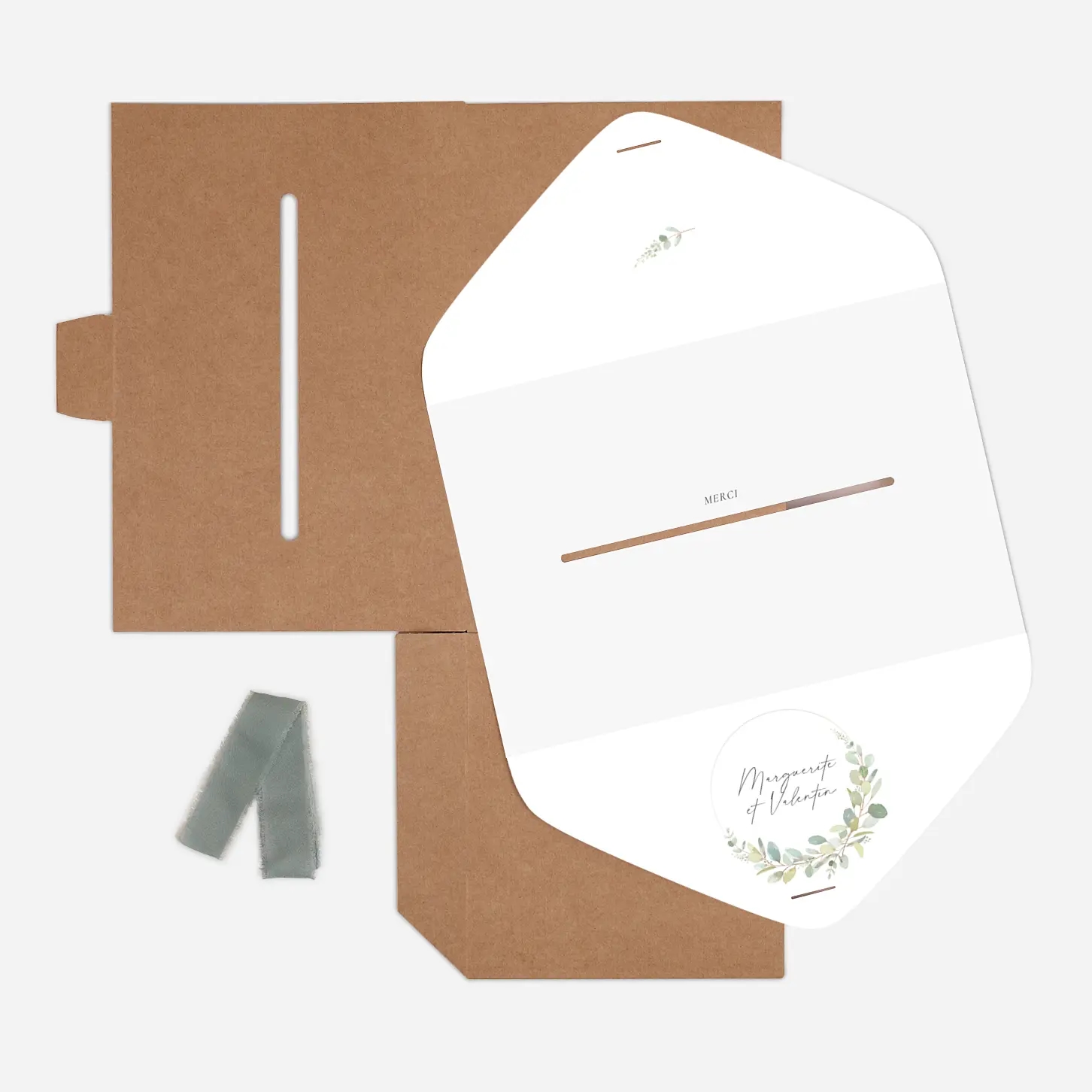 Urne Mariage Brins d'eucalyptus en couronne