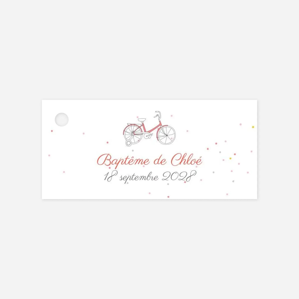 Etiquette perforée baptême À bicyclette