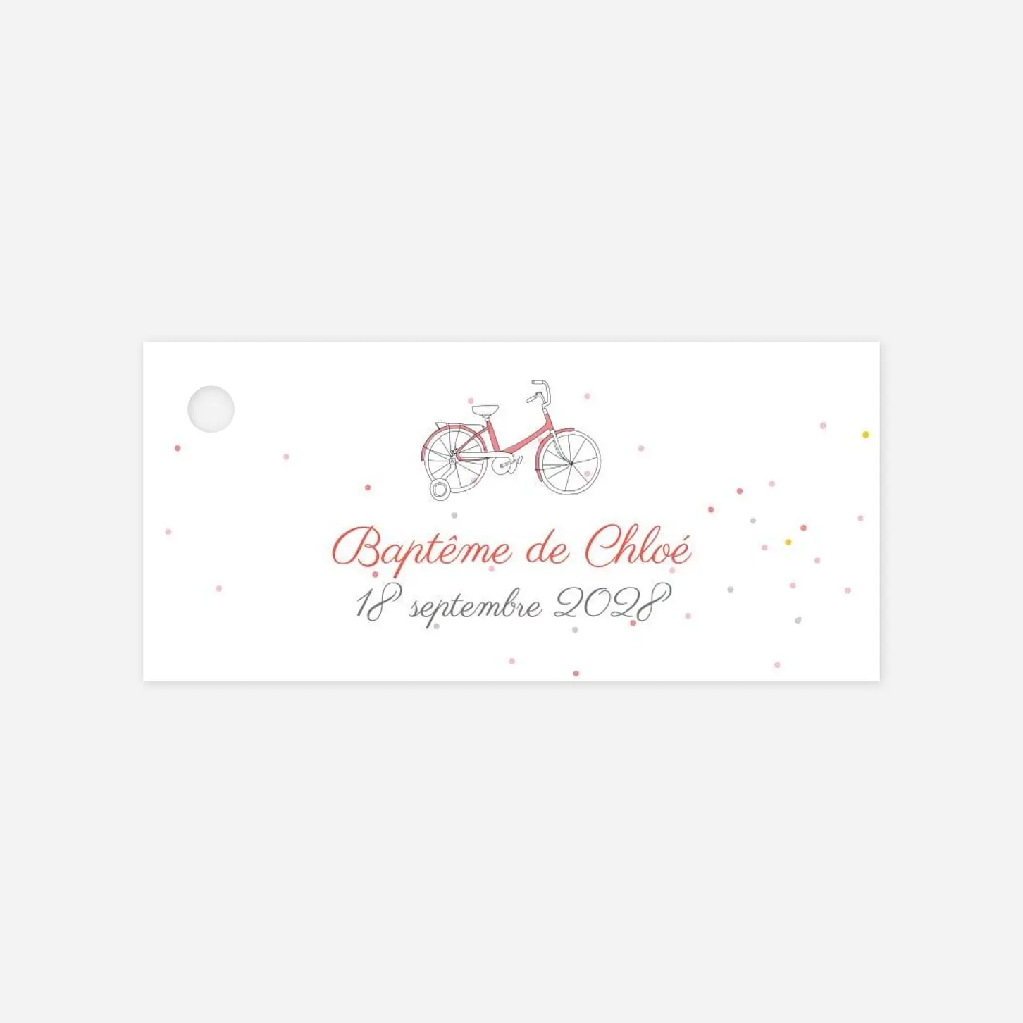 Etiquette perforée baptême À bicyclette