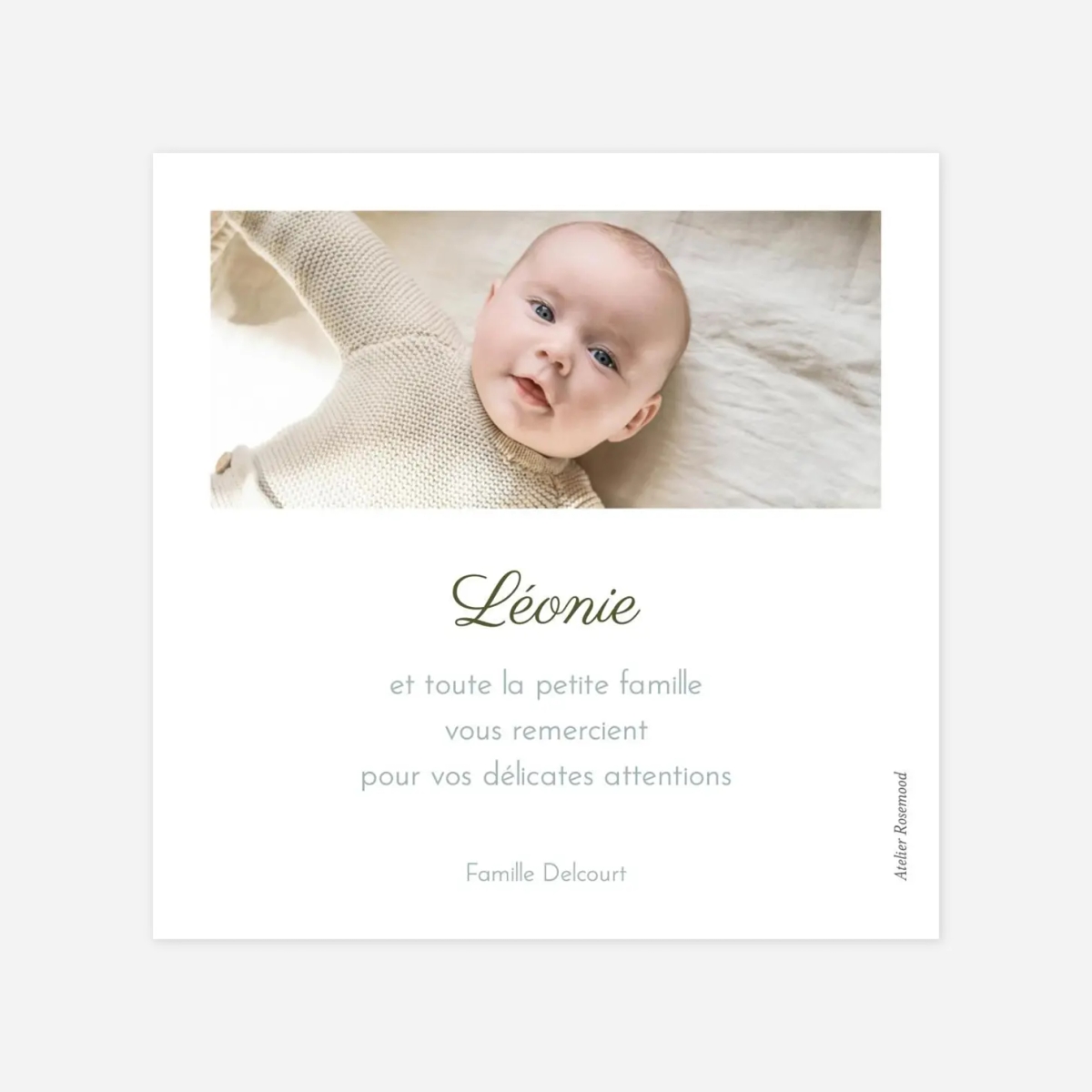 Carte remerciement naissance Blossom