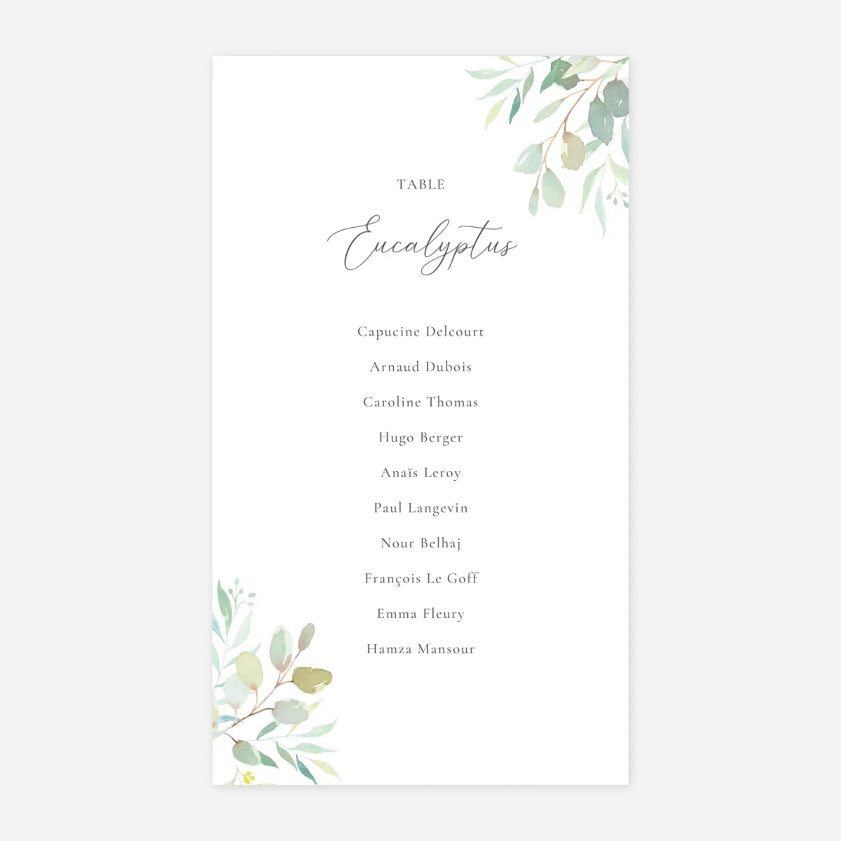 Nom de table mariage Bouquet champêtre