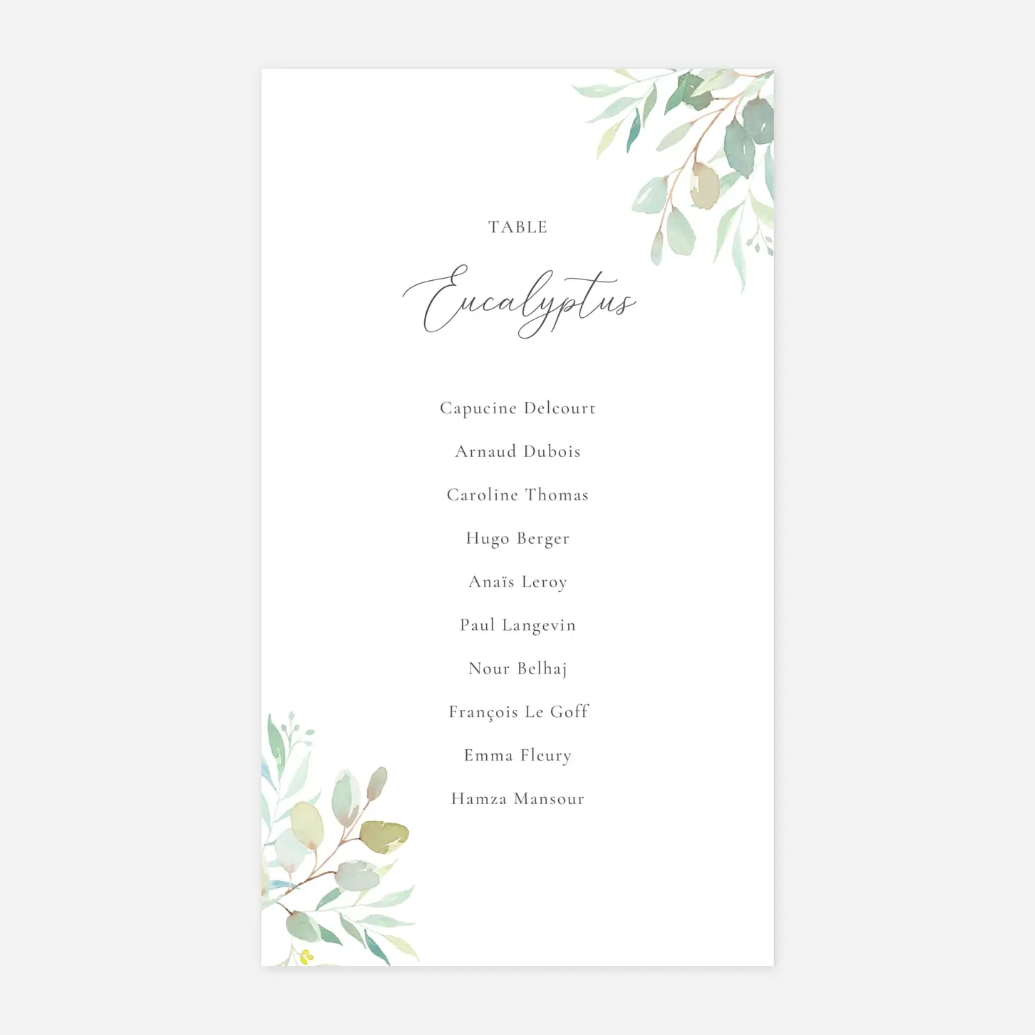 Nom de table mariage Bouquet champêtre