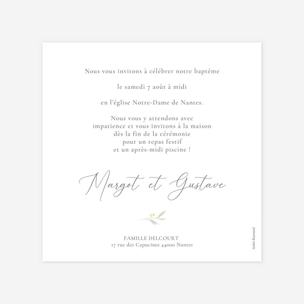 Faire-part baptême Bouquet champêtre I