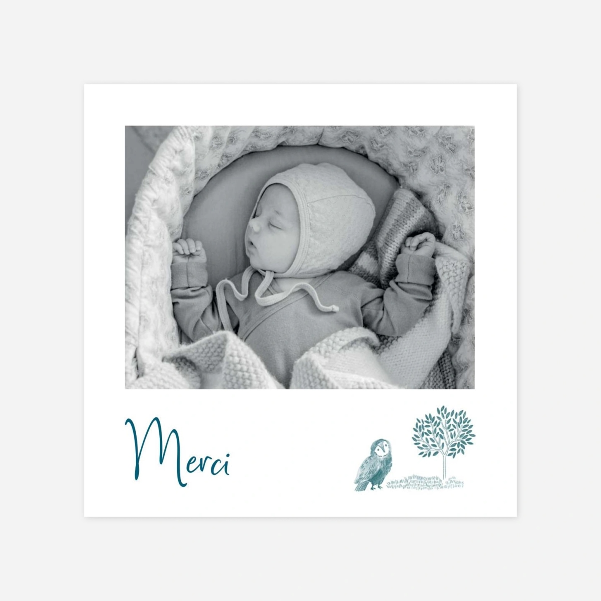 Carte remerciement naissance Bois Joli