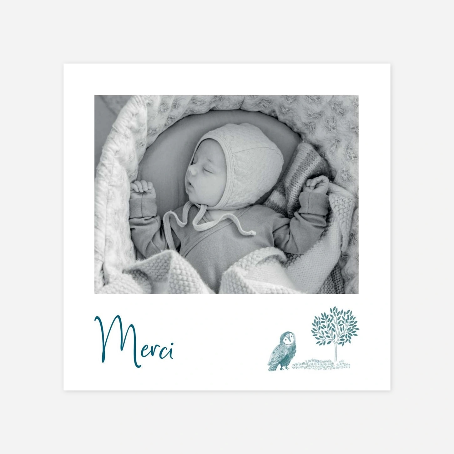 Carte remerciement naissance Bois Joli