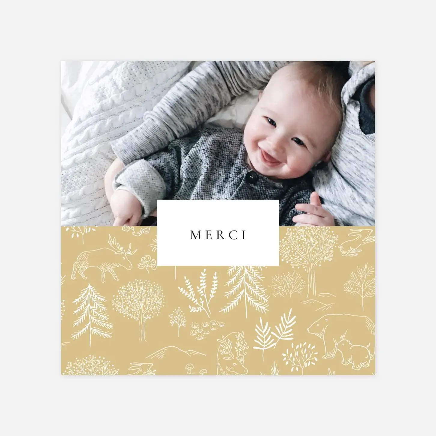 Carte remerciement naissance Boréal