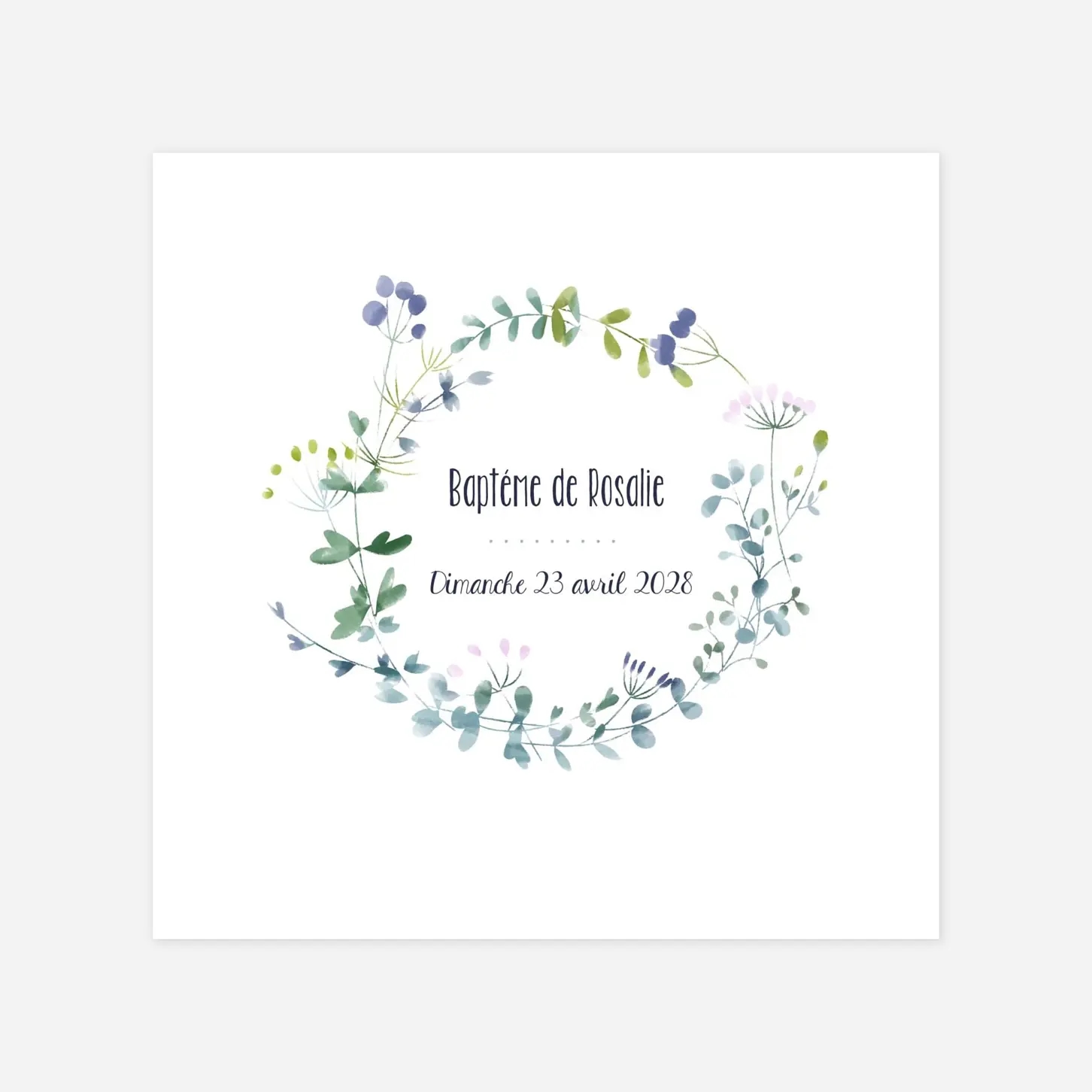 Faire-part baptême Bouquet sauvage