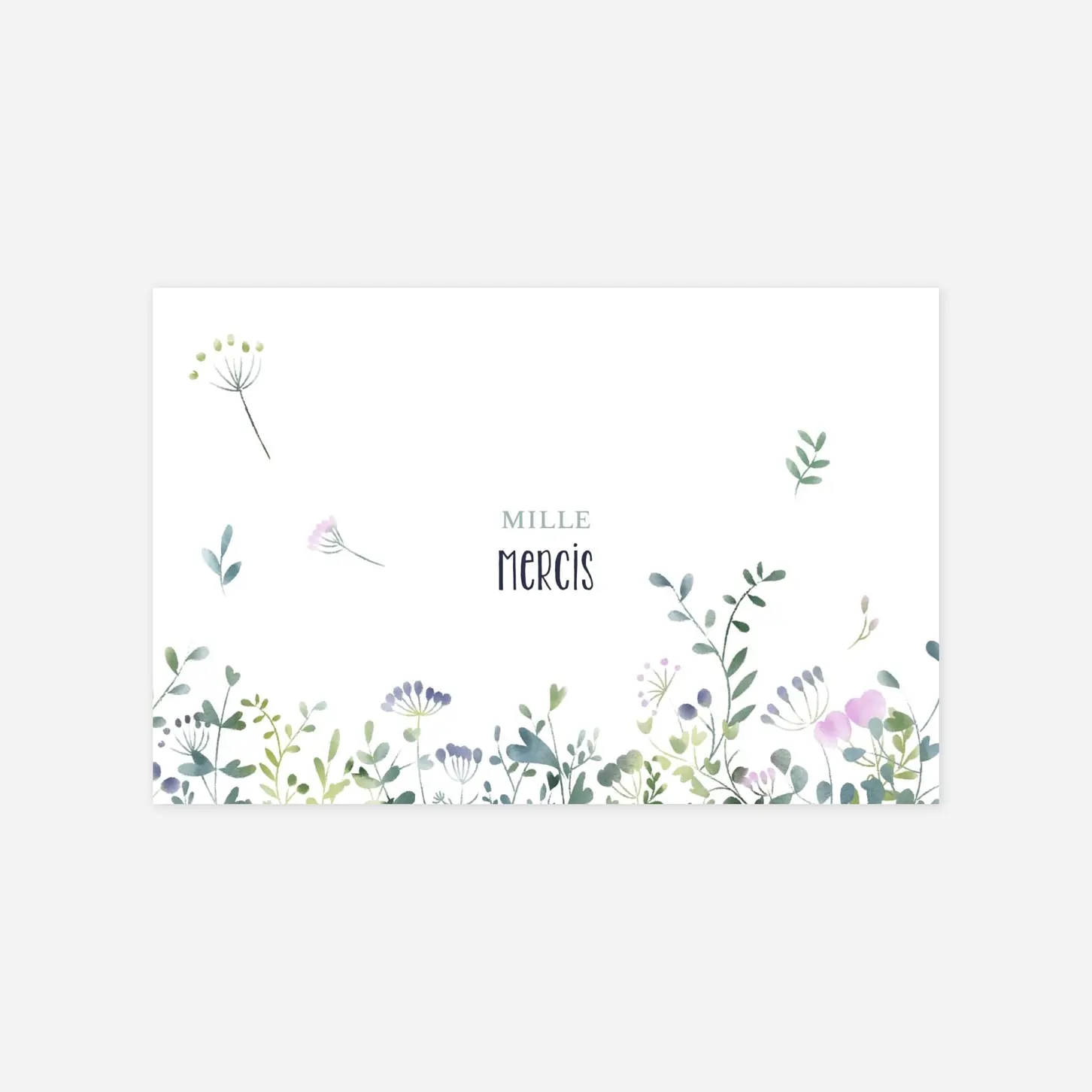 Carte remerciement naissance Bouquet sauvage