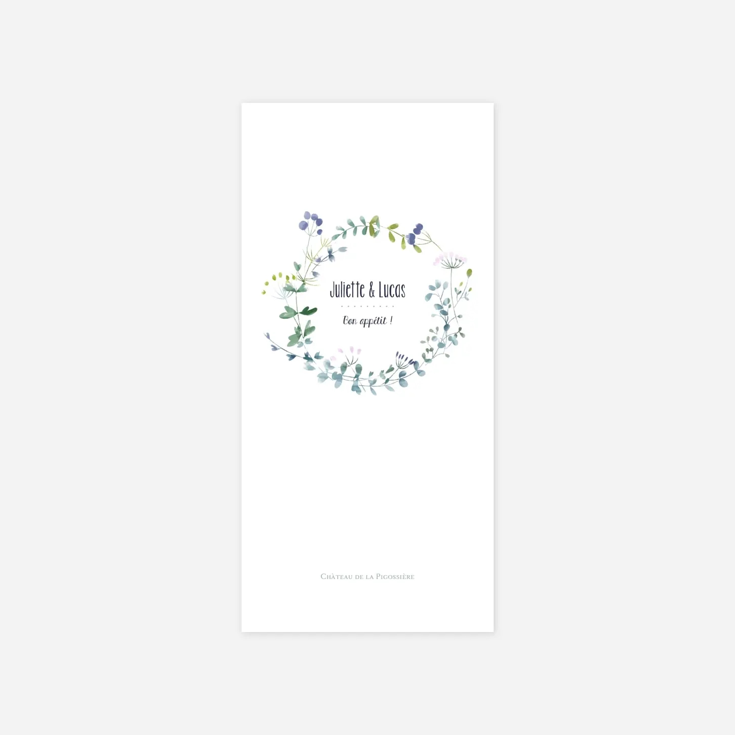 Menu mariage Bouquet sauvage