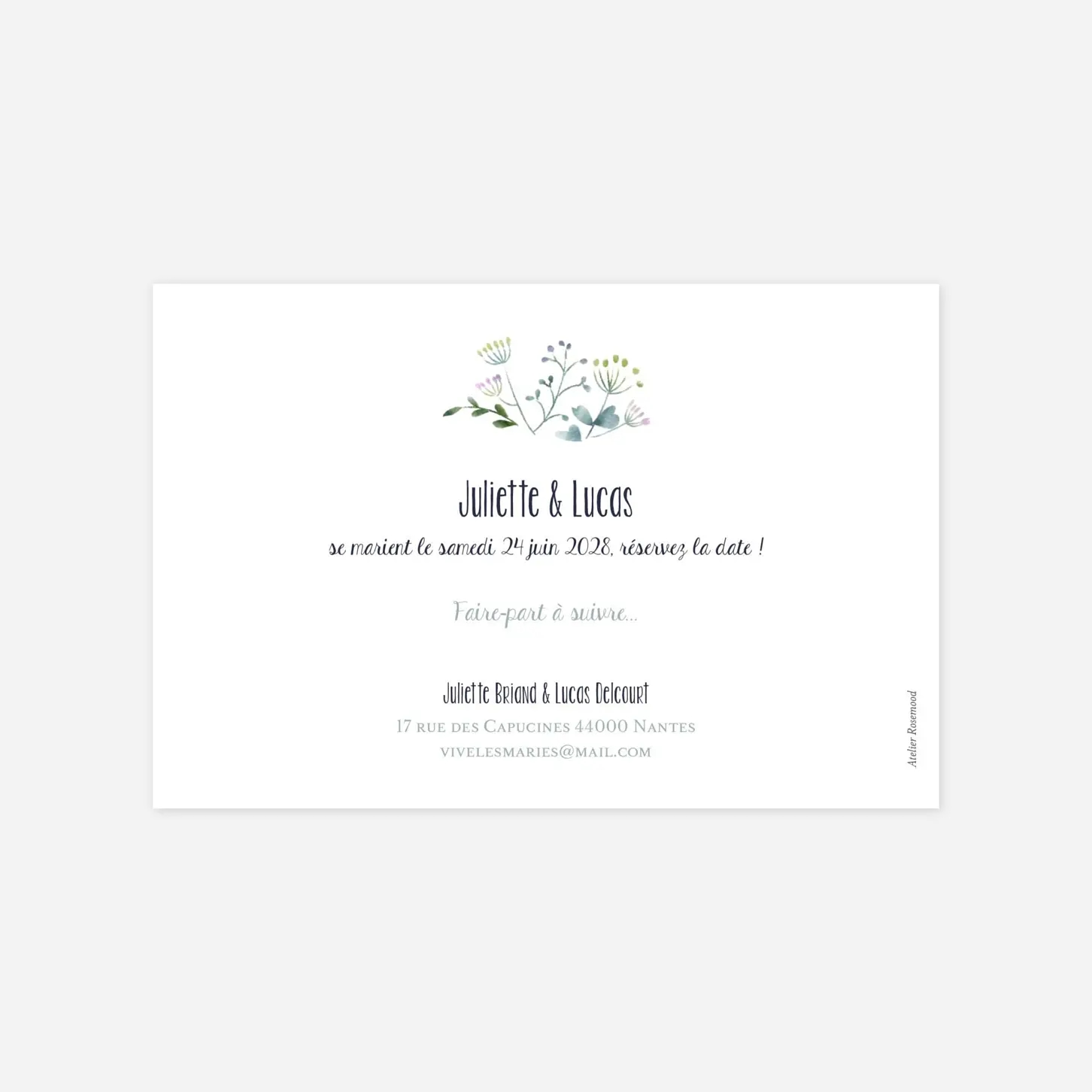 Save the date Bouquet sauvage