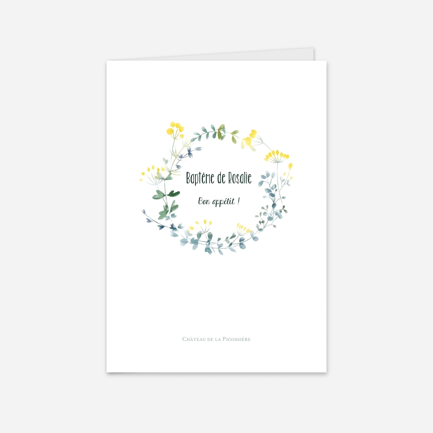 Menu baptême Bouquet sauvage