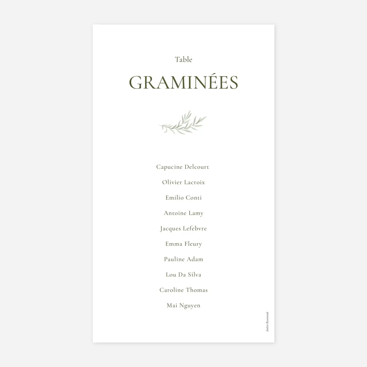 Nom de table mariage Botanique