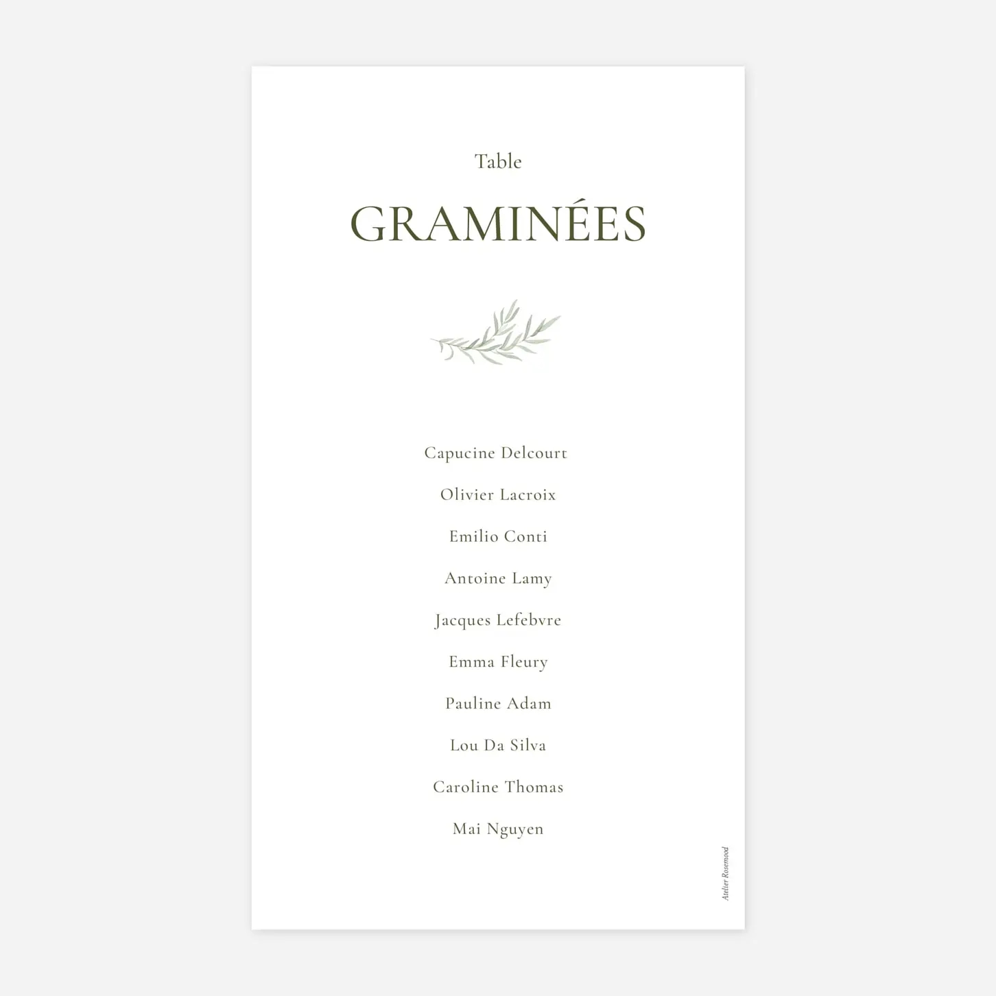 Nom de table mariage Botanique