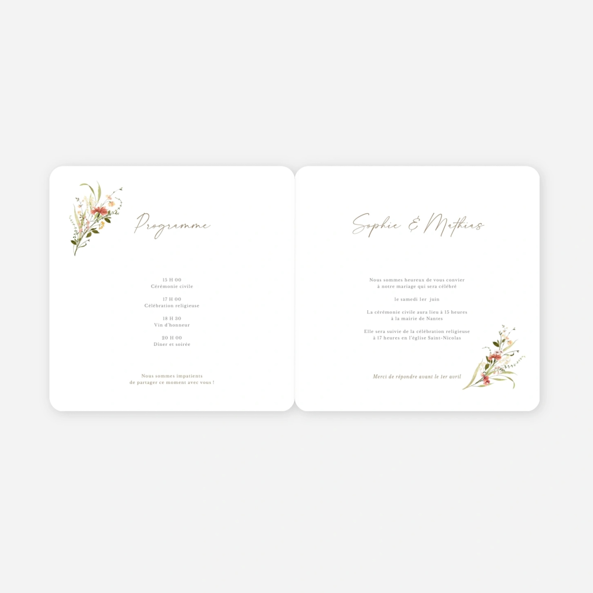 Faire-part mariage Bouquet printanier