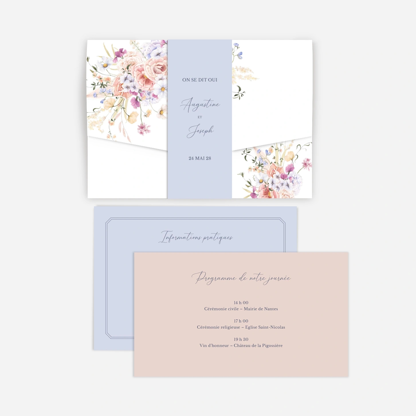 Faire-part mariage Bouquet Pastel