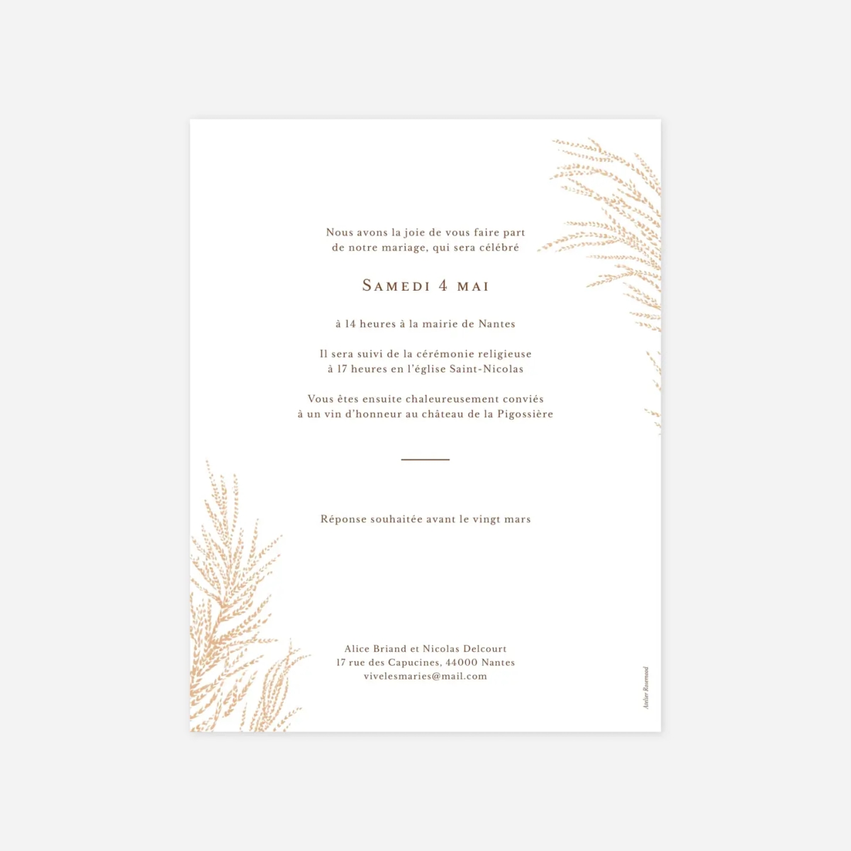 Faire-part mariage Brin d'amour