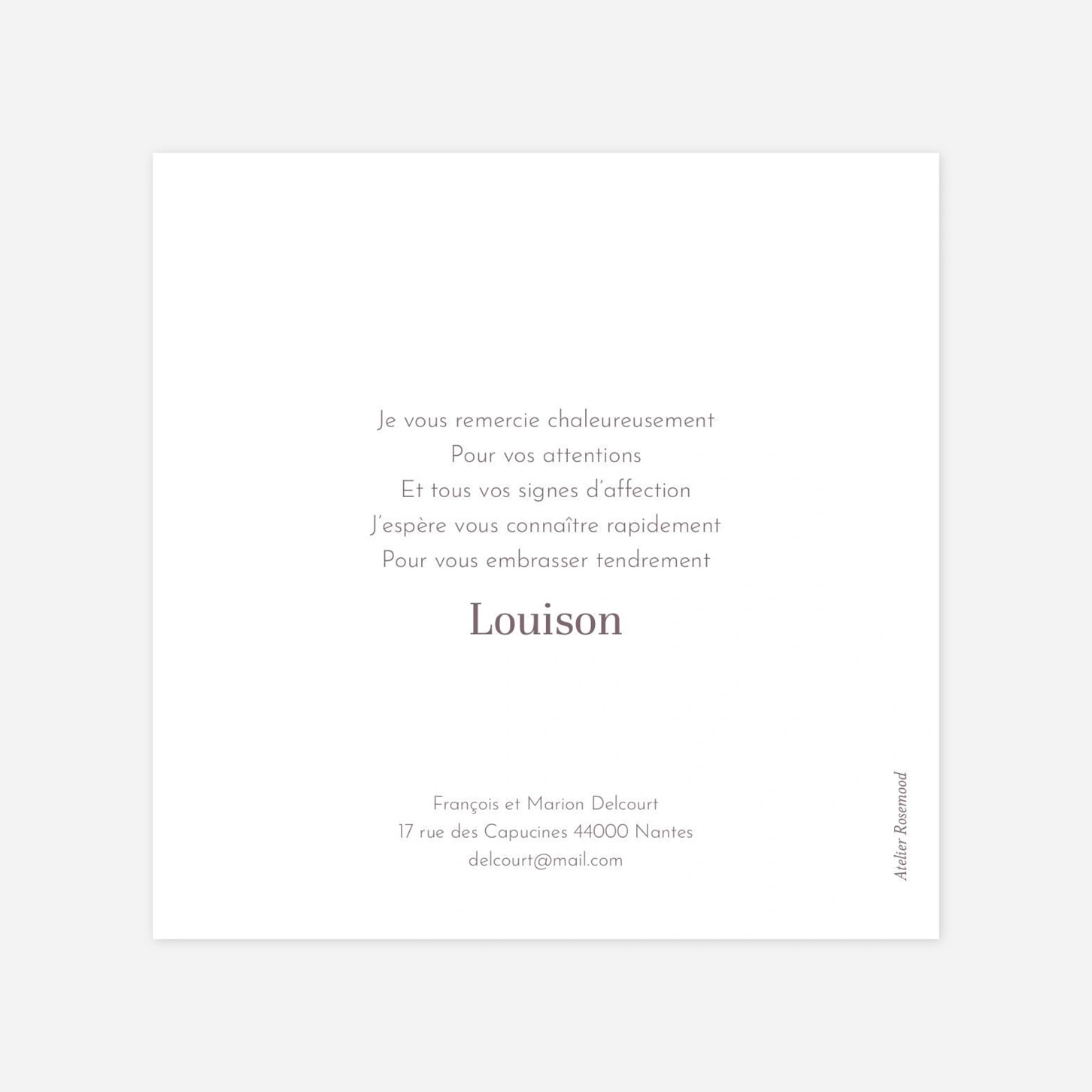 Carte remerciement naissance Brins fleuris