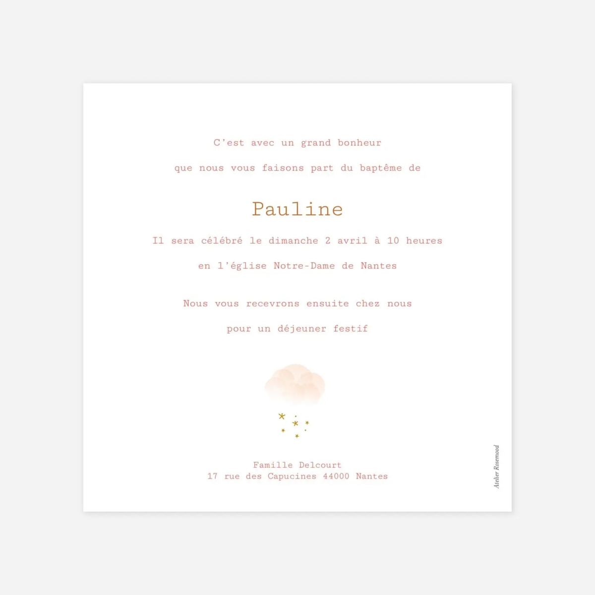 Faire-part baptême Brume